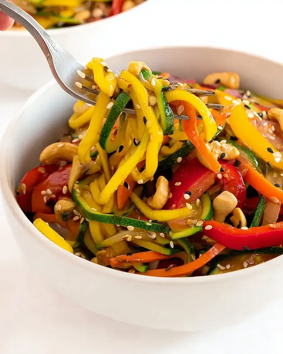 Zucchini Noodle Stir-Fry with Cashews and Soy