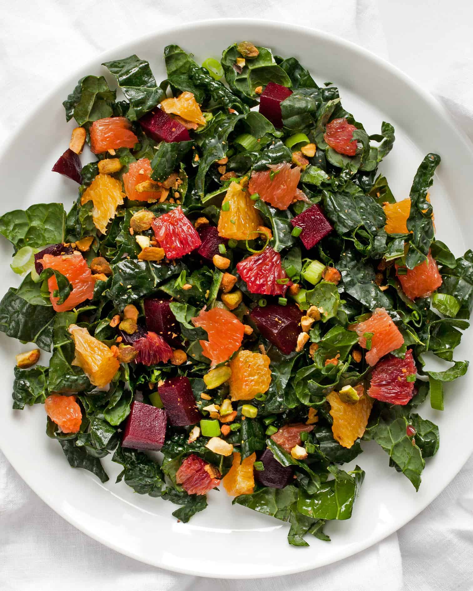 Kale and Roasted Beet Salad with Walnuts and Orange Vinaigrette