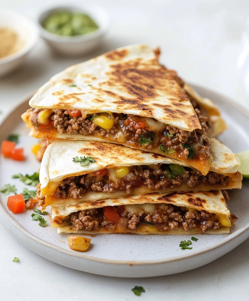 Grilled Ground Beef and Corn Quesadillas