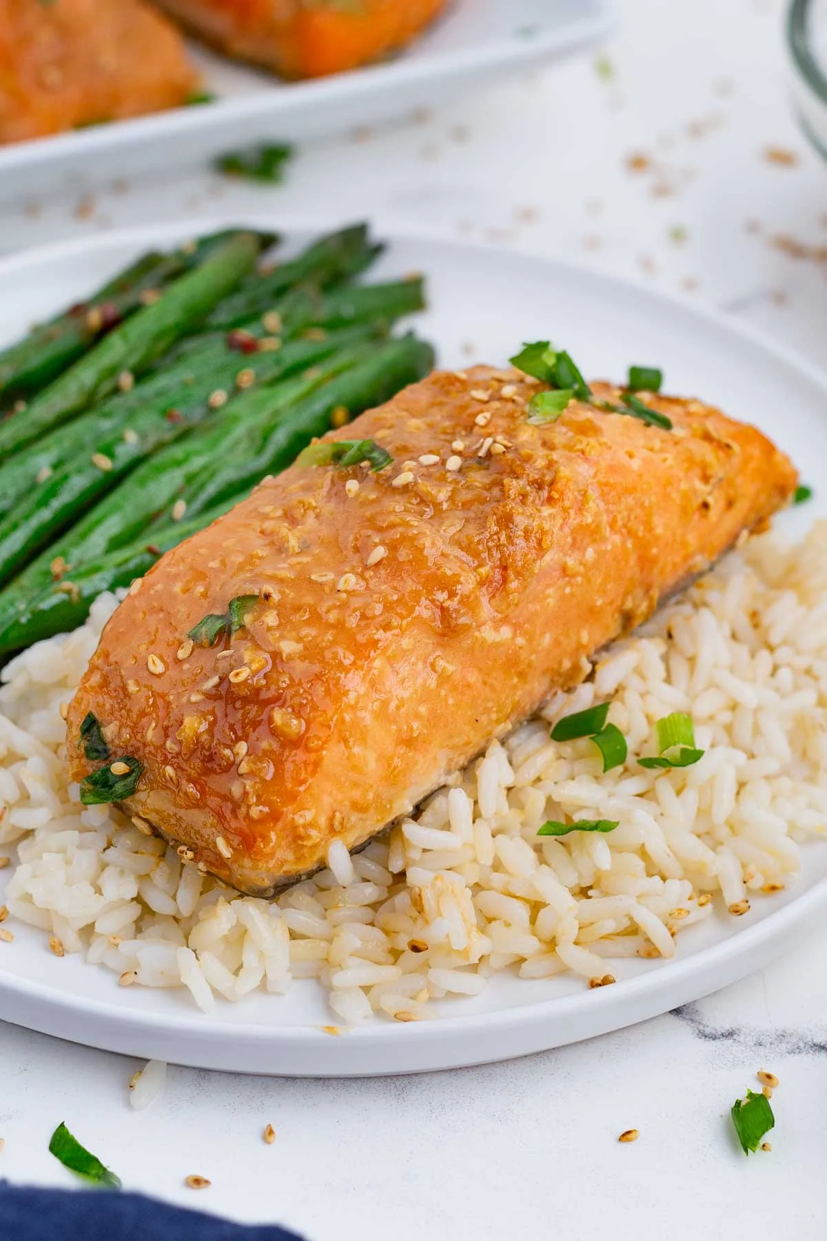 Miso-Glazed Salmon with Asparagus and Rice
