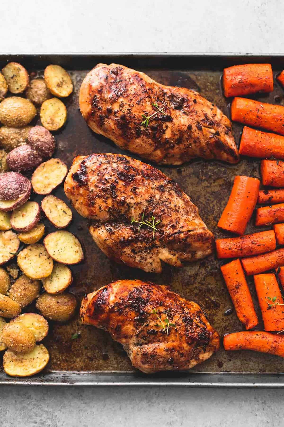 Sheet Pan Lemon-Dill Chicken with Roasted Potatoes and Carrots