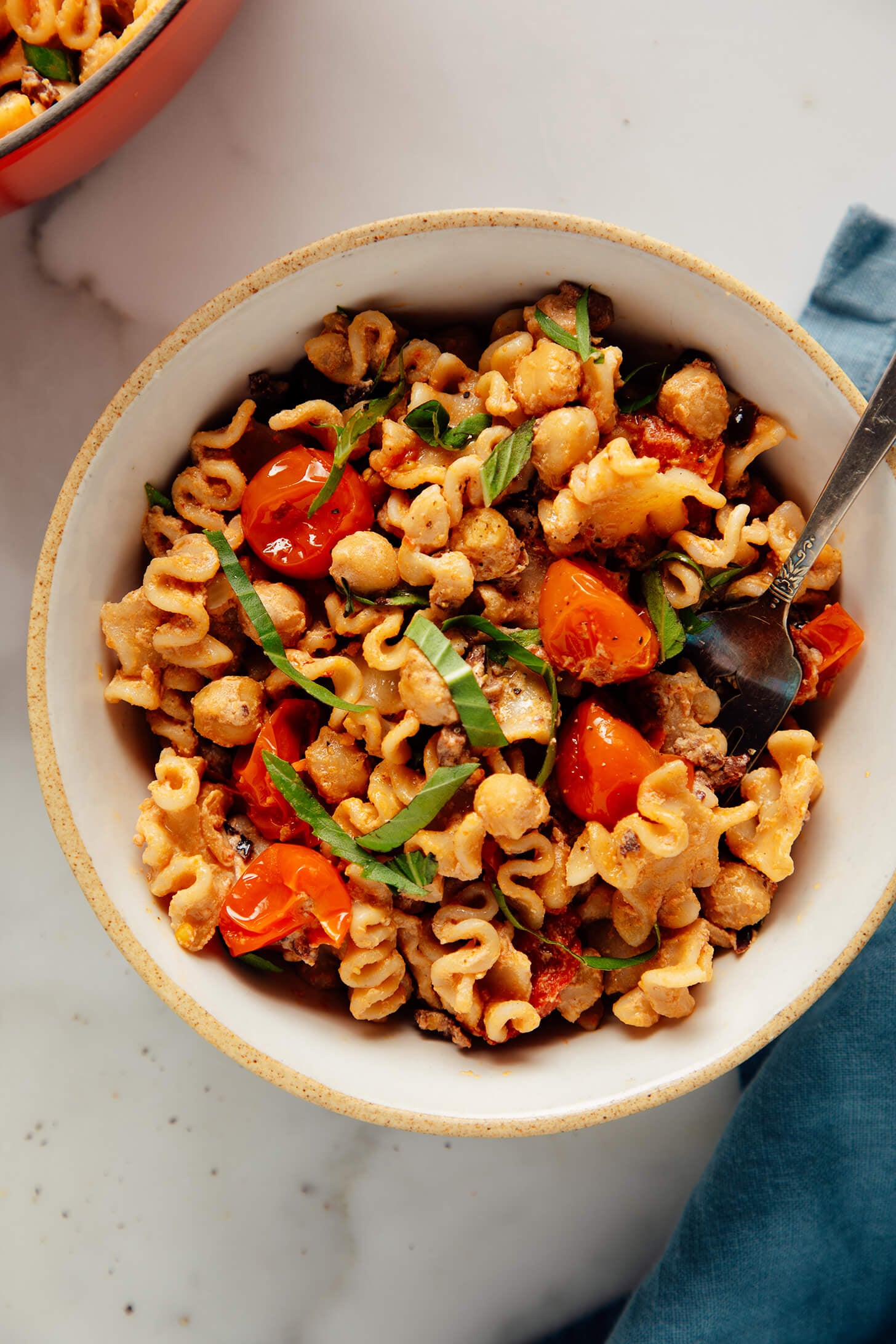 One-Pan Chickpea and Olive Pasta with Garlic and Herbs