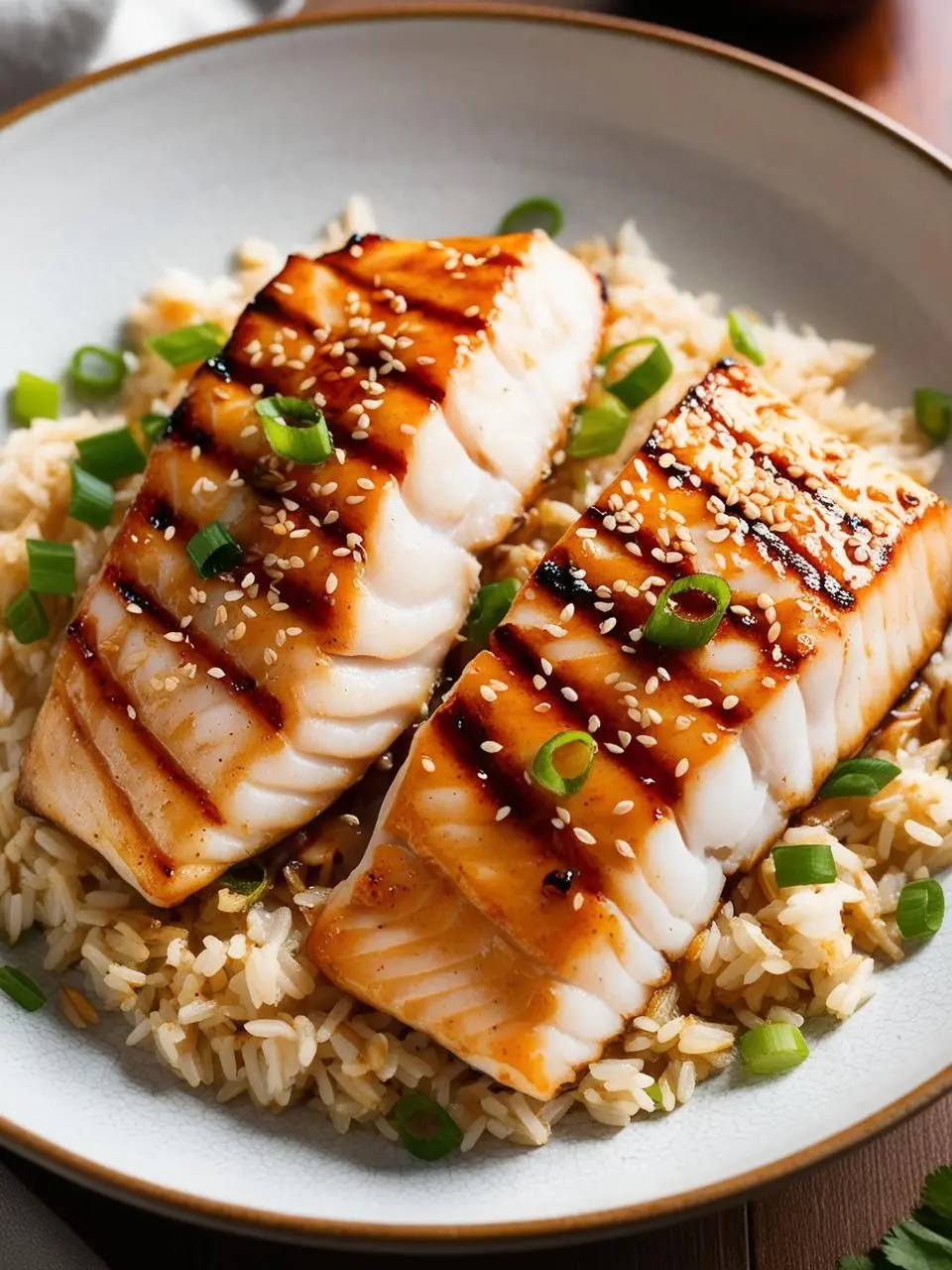 Sesame-Glazed Cod with Sesame-Scallion Veggies