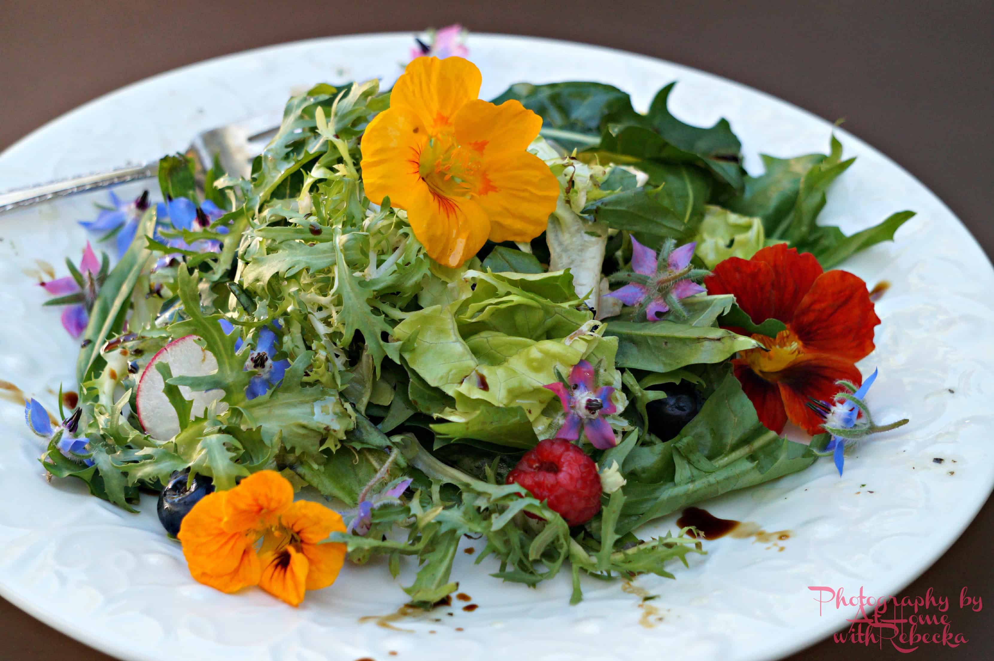Fresh Herb and Edible Flower Salad with Lemon Vinaigrette