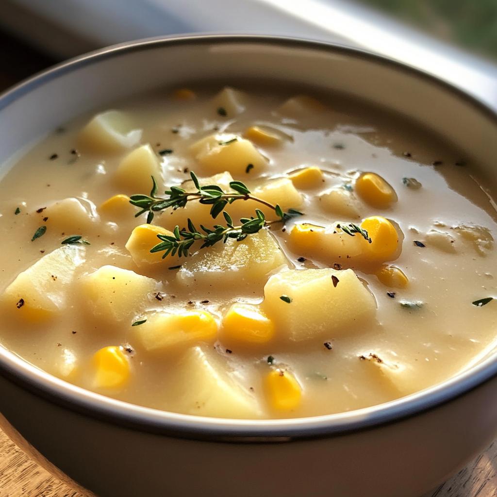 Slow-Simmered Corn and Potato Soup with Thyme