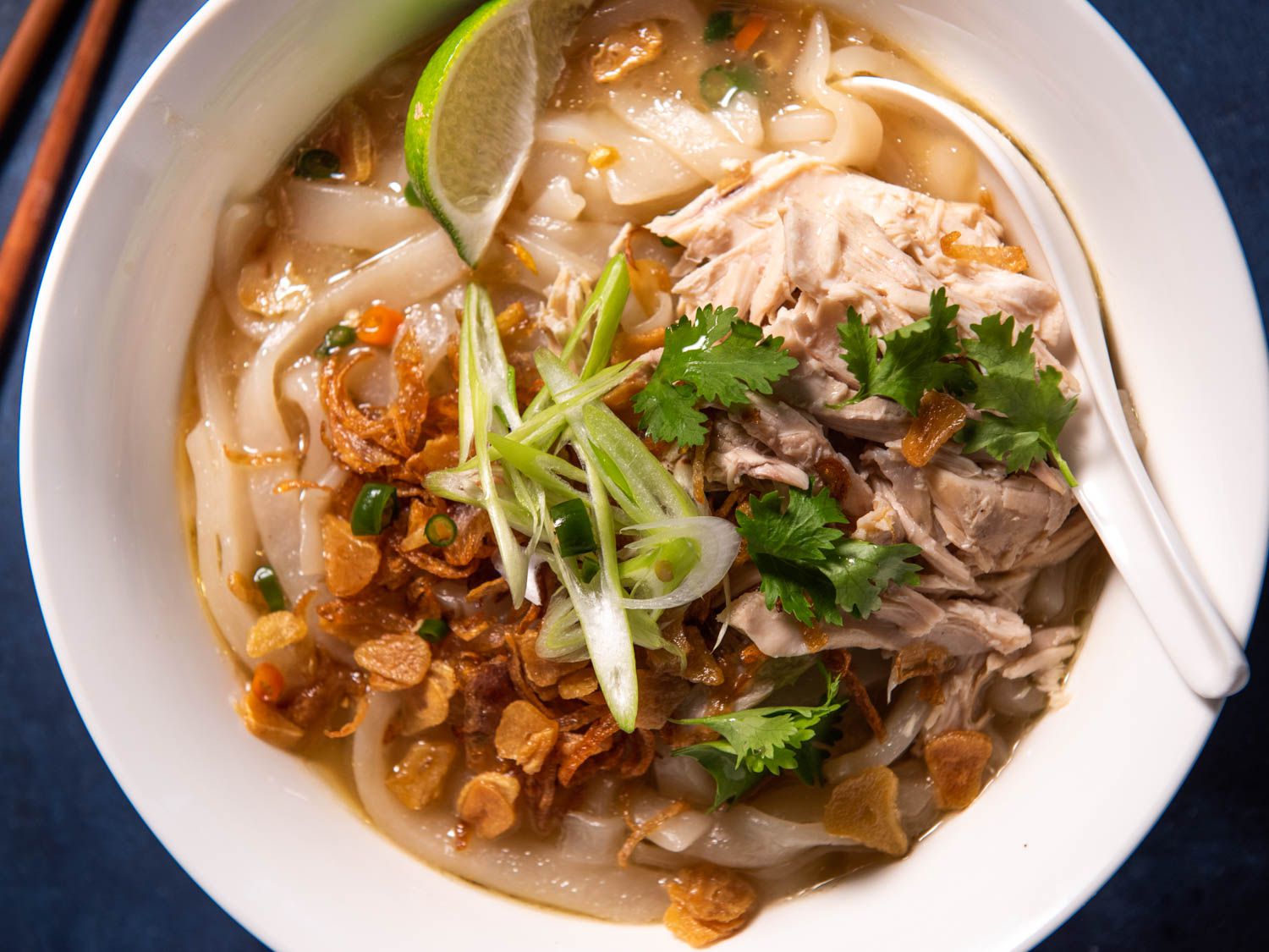 Khao Piak Sen Noodle Soup with Pork and Bok Choy