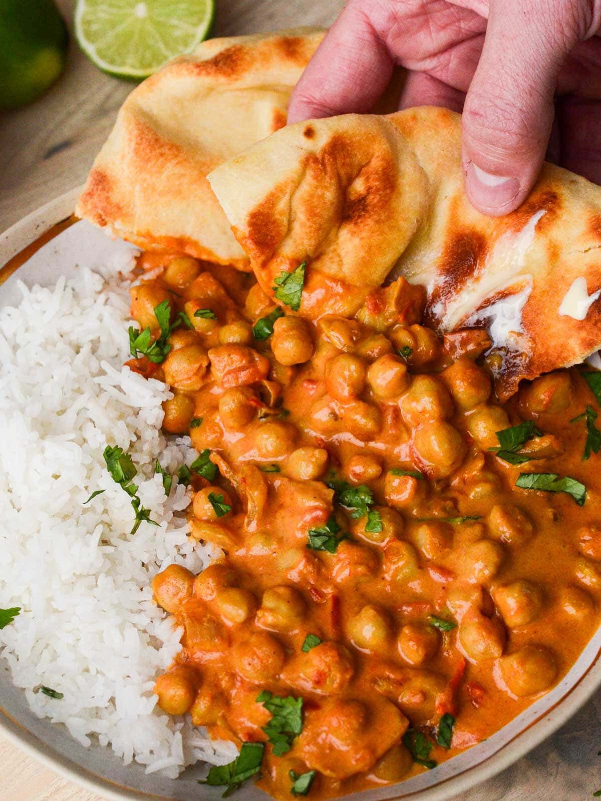 Tamarind-Chickpea Curry with Coconut Rice