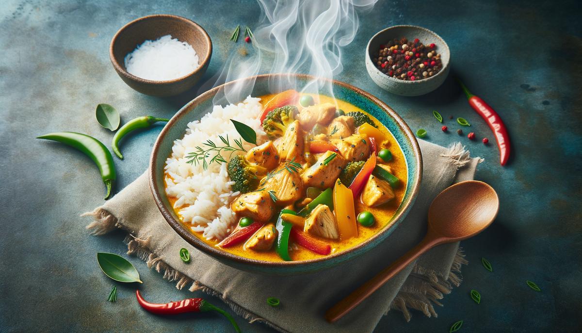 One-Pot Coconut Curry Chicken with Bell Peppers and Snap Peas