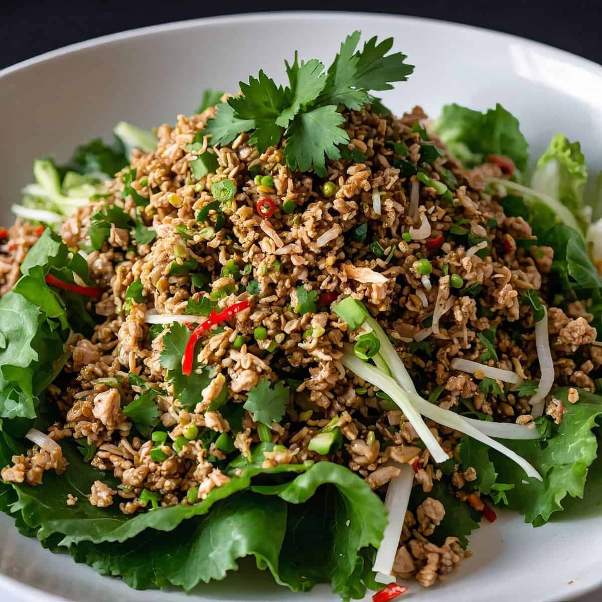 Pan-Seared Chicken Larb with Toasted Rice Flour