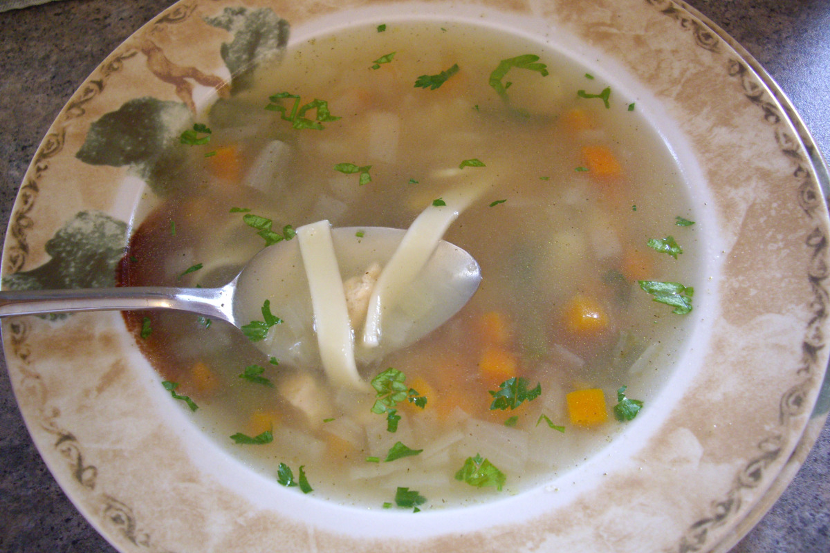 Simmered Chicken and Herb Noodle Soup