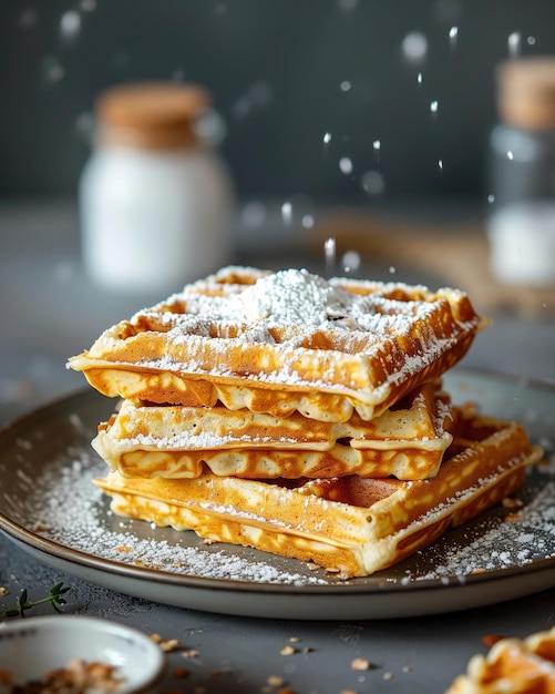 Citrus-Zest Belgian Waffles with Powdered Sugar