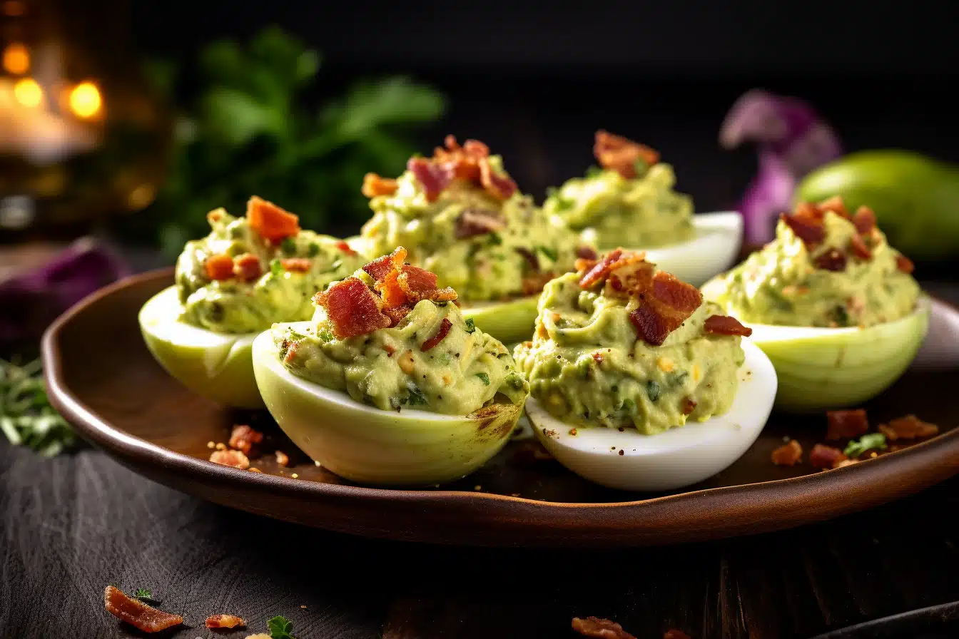 Crisp-Bacon Avocado Deviled Eggs