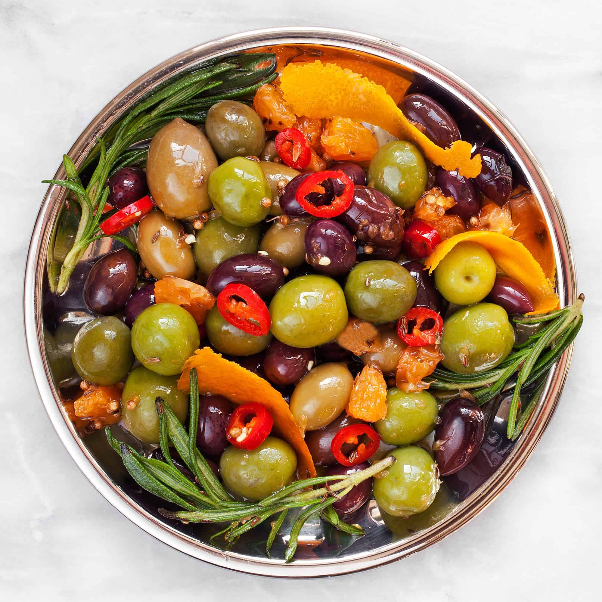 Citrus-Bitter Marinated Olives