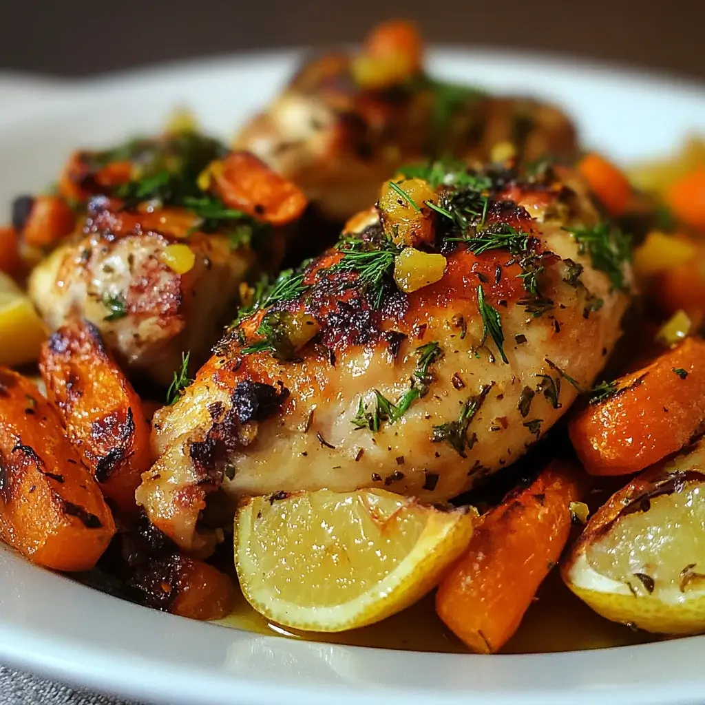 One-Pot Lemon-Dill Chicken with Roasted Potatoes and Carrots