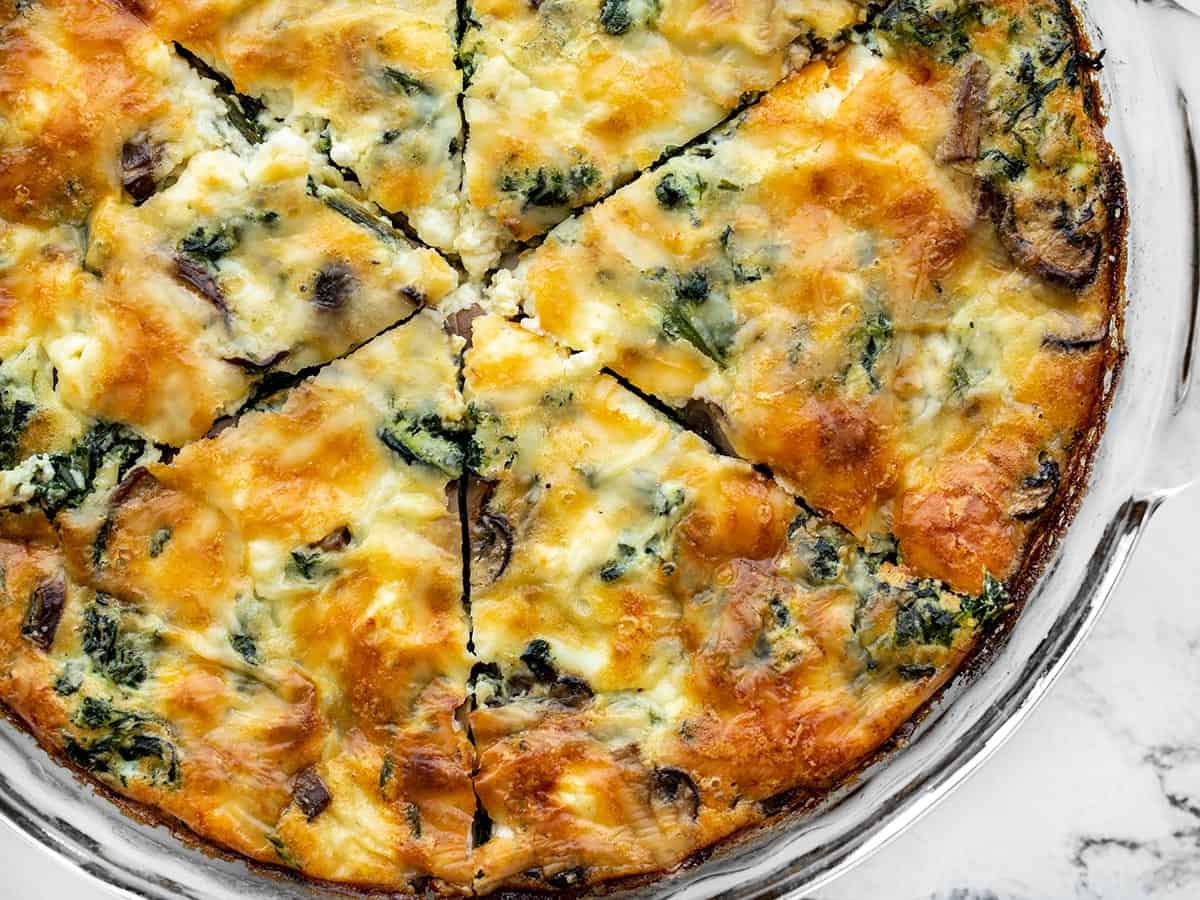 Baked Crustless Spinach Mushroom Quiche