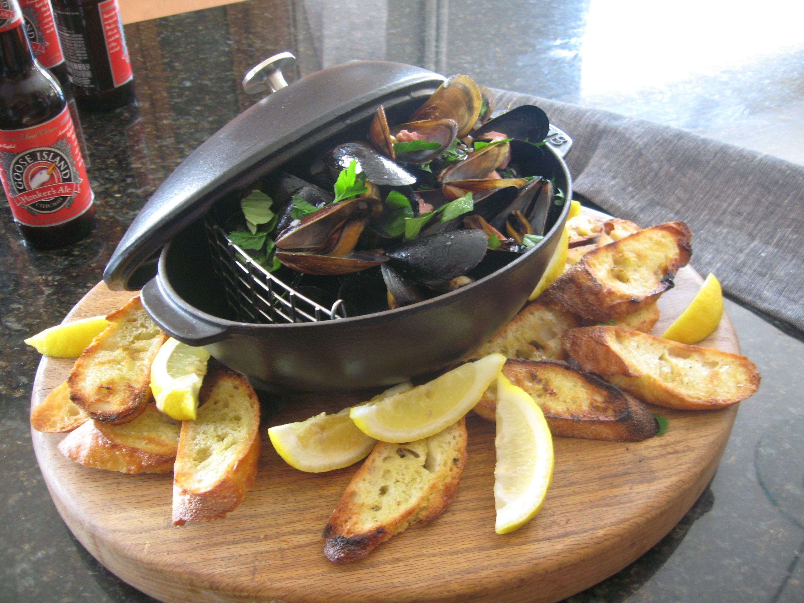 Belgian Beer-Braised Mussels with Thyme and Garlic
