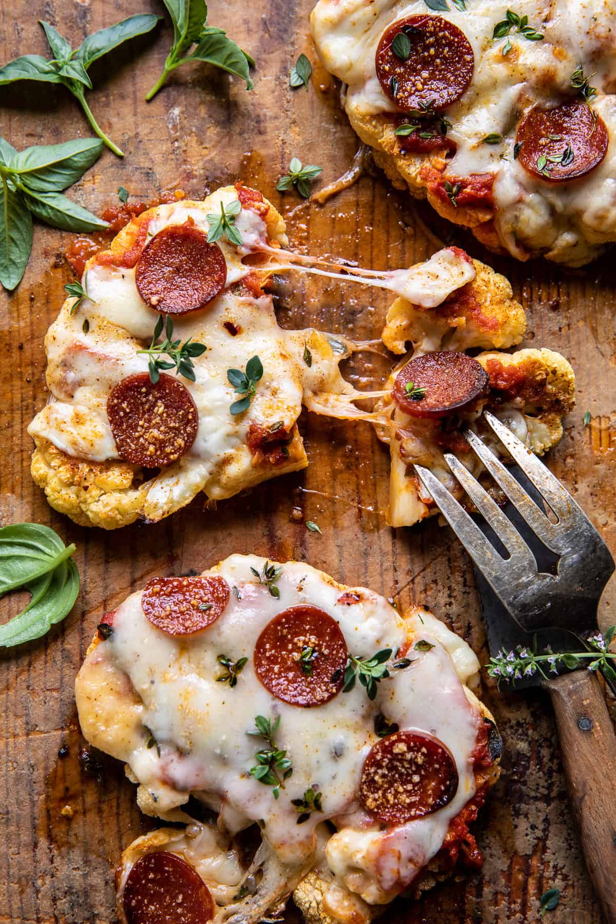 Sheet Pan Cauliflower Pizza with Mozzarella and Basil
