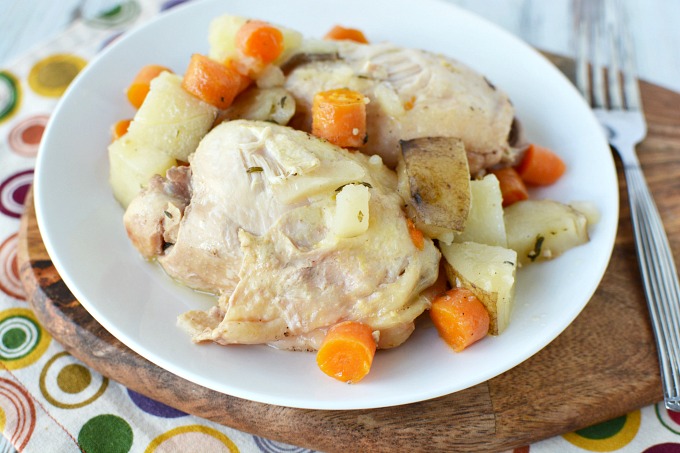 Slow-Cooker Garlic-Parsley Chicken Thighs with Carrots and Potatoes