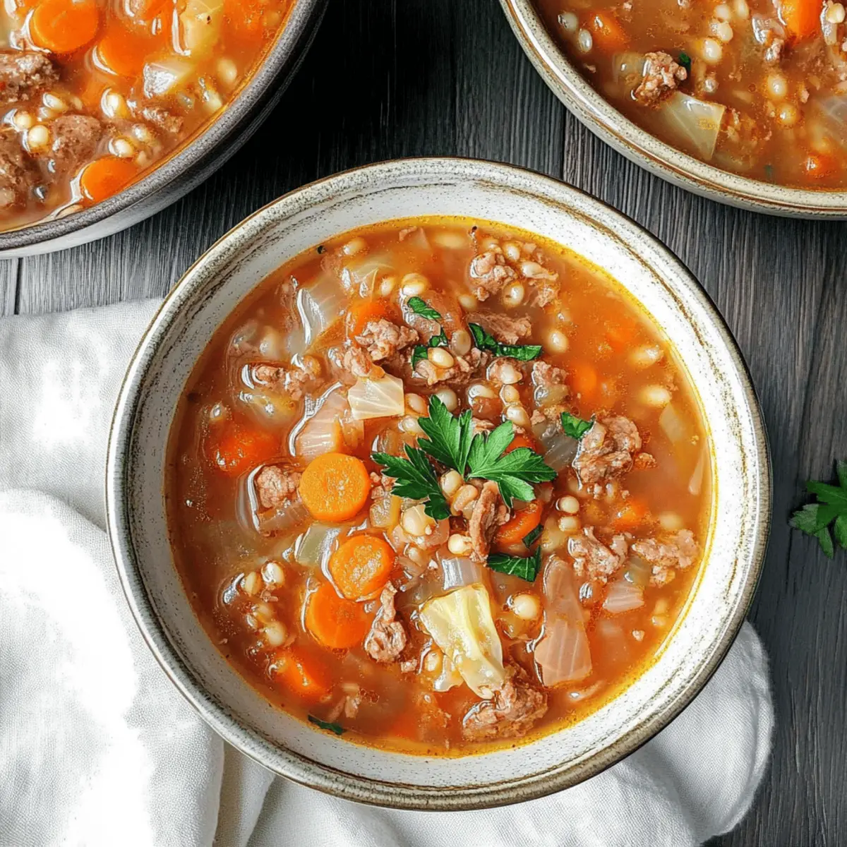 Barley Cabbage Soup with Butter and Coriander
