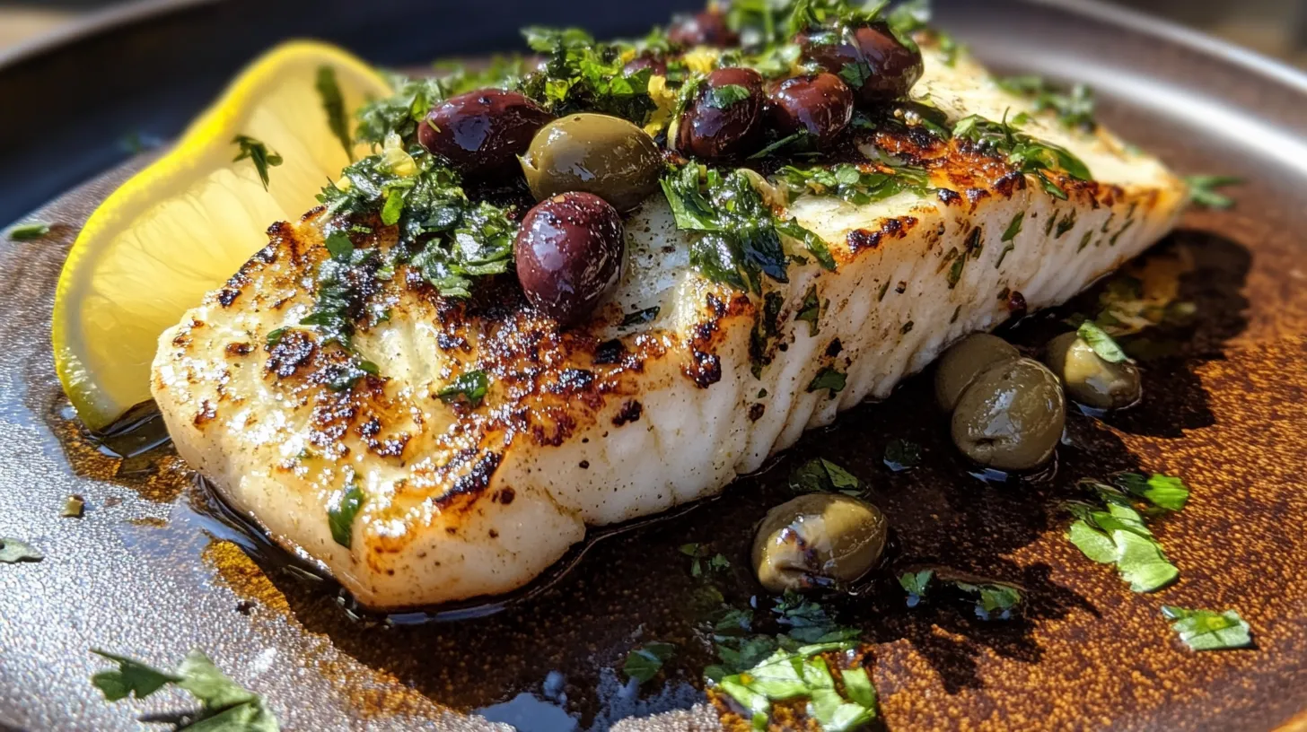 Grilled Harissa Sea Bass with Lemon and Capers