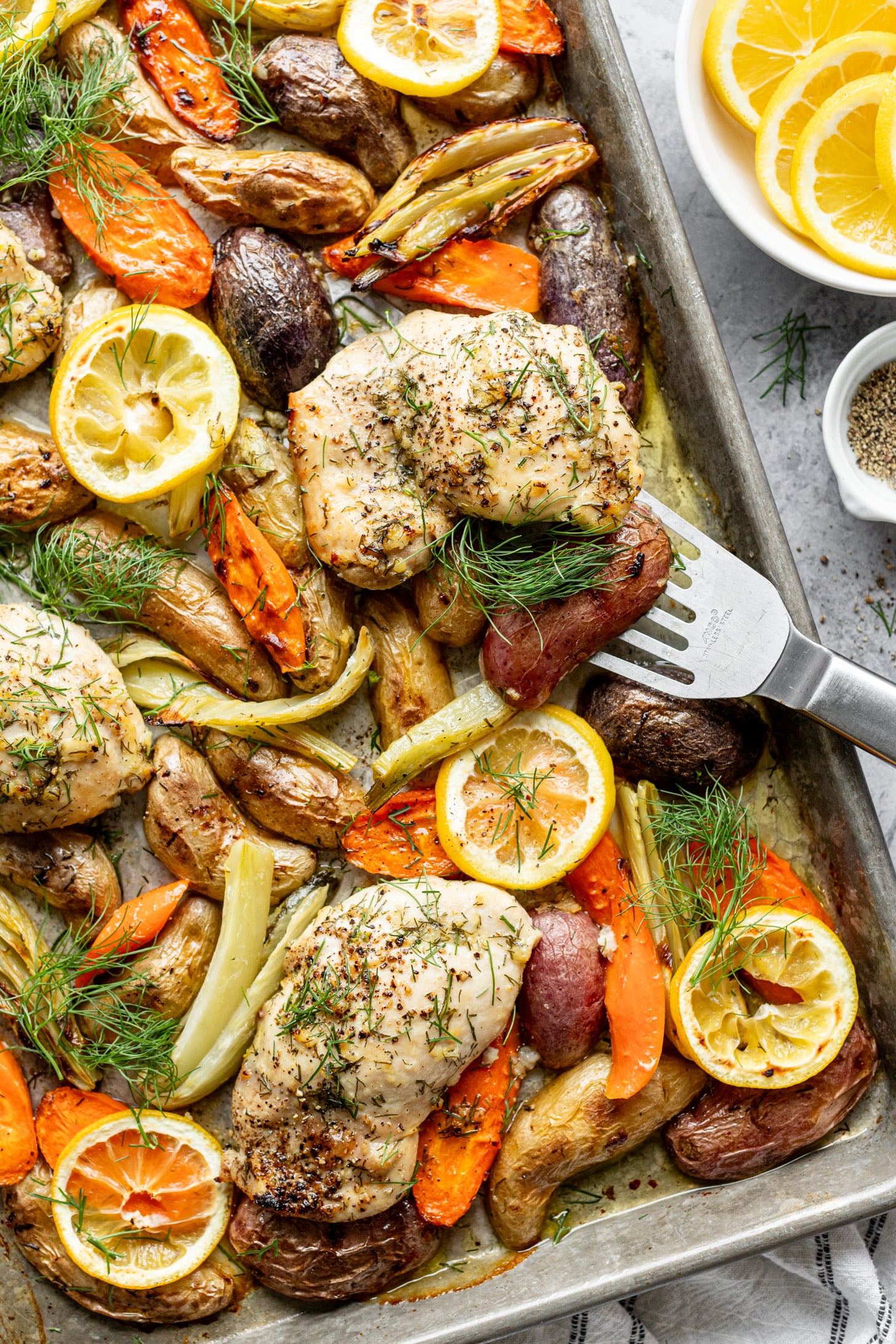 Sheet Pan Lemon-Garlic Chicken with Roasted Carrots and Potatoes