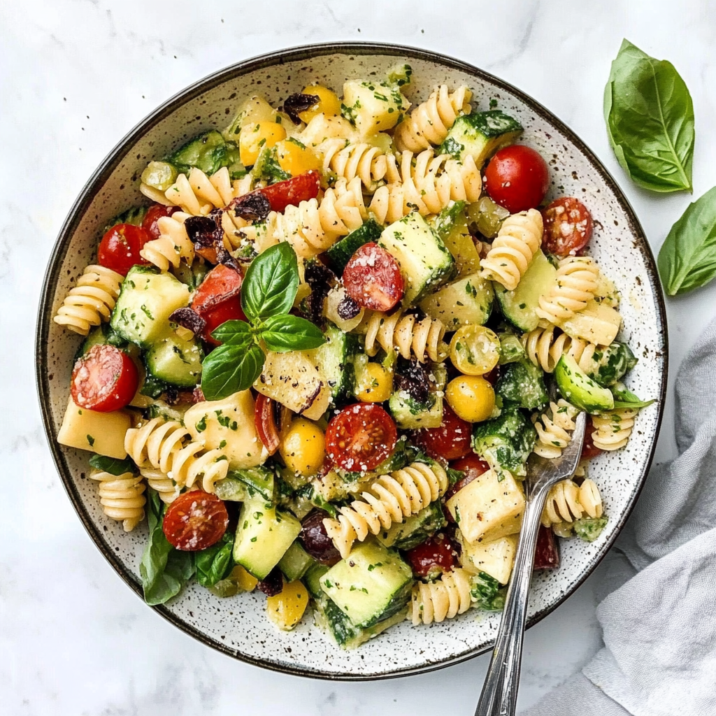 Tossed Pasta Salad with Lemon Vinaigrette and Cherry Tomatoes