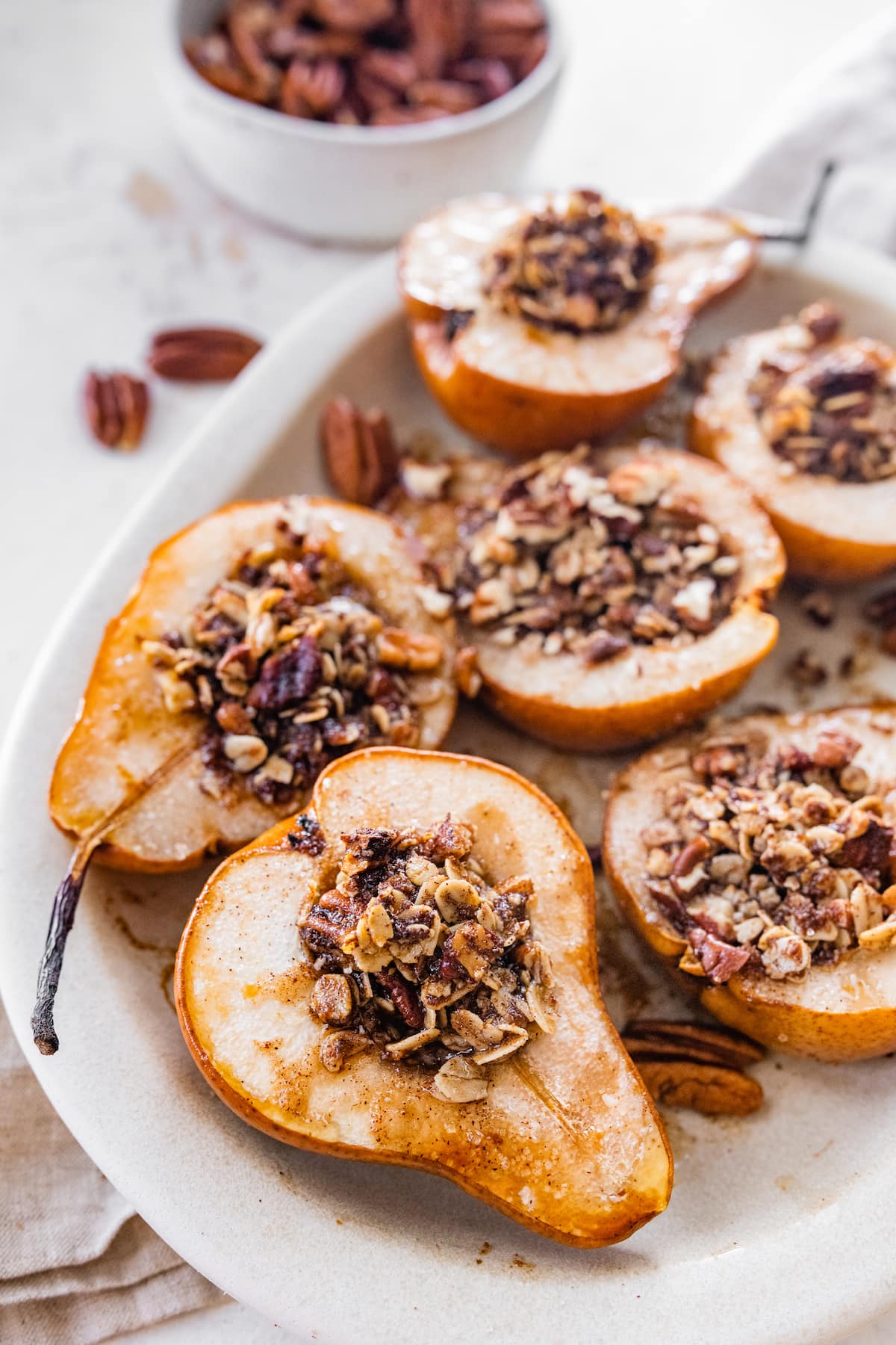 Coconut and Chocolate Baked Pears