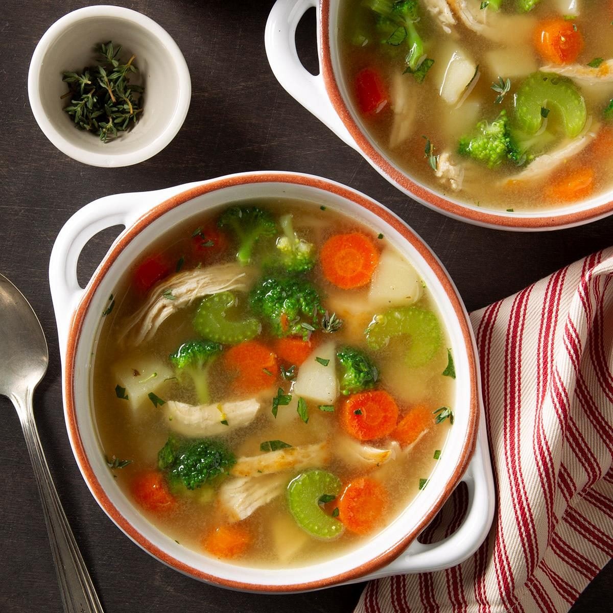 Slow-Simmered Chicken and Vegetable Broth with Thyme