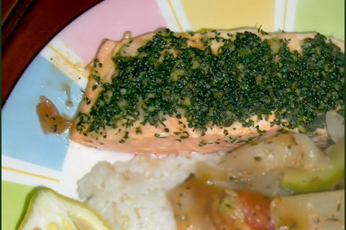 Cumin-Crusted Salmon with Lemon-Dill Sauce