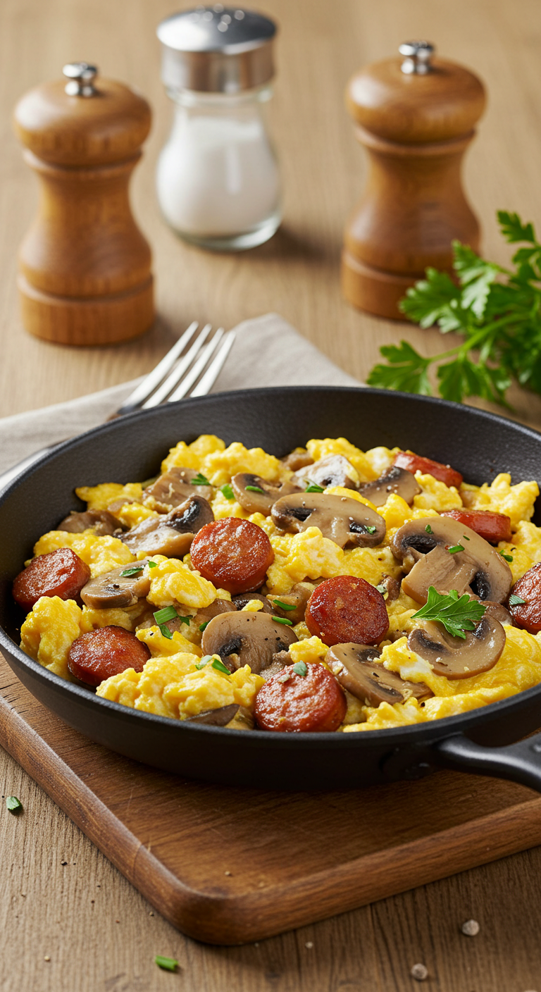Sausage and Mushroom Scramble with Fresh Chives