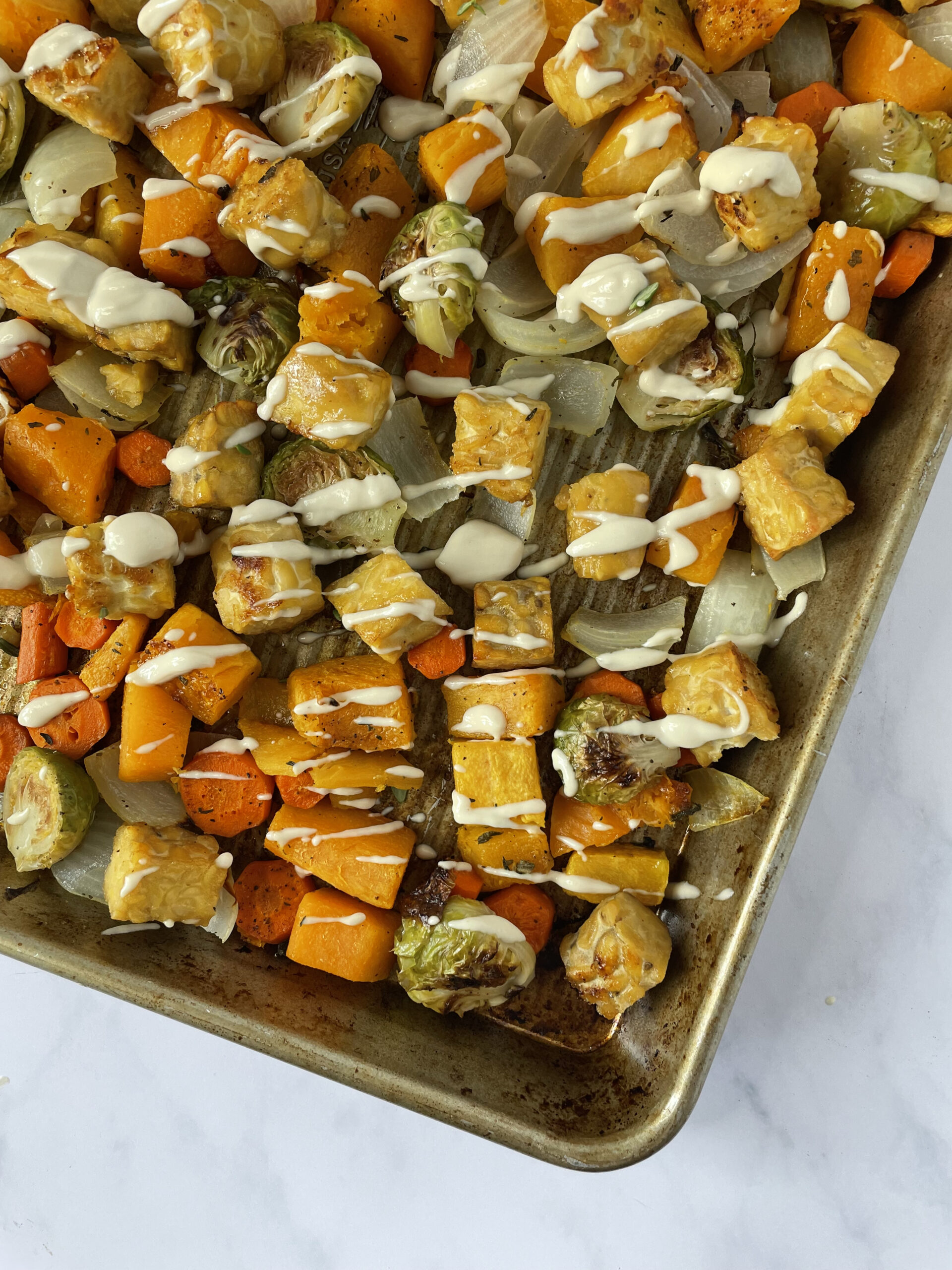 Sheet Pan Roasted Tempeh with Maple-Dijon Glaze
