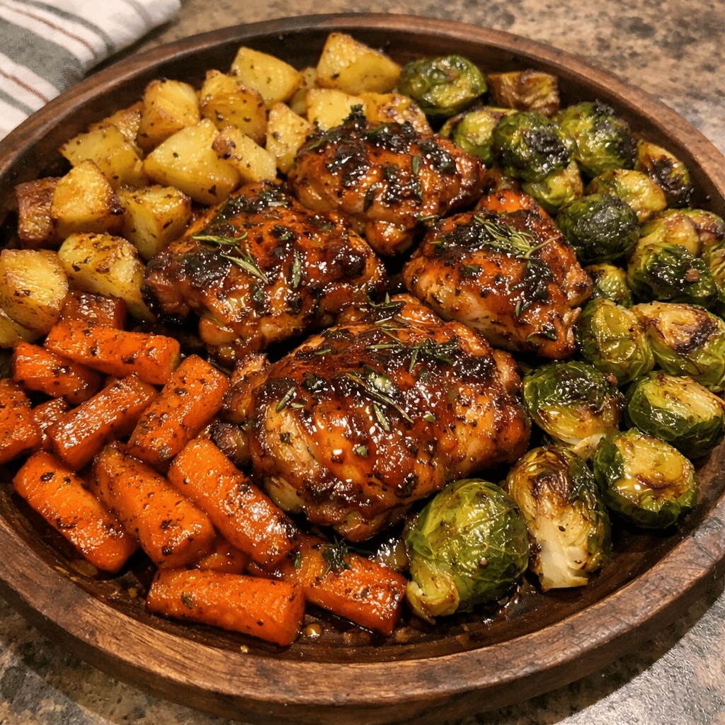 Maple-Thyme Chicken Thighs with Roasted Carrots