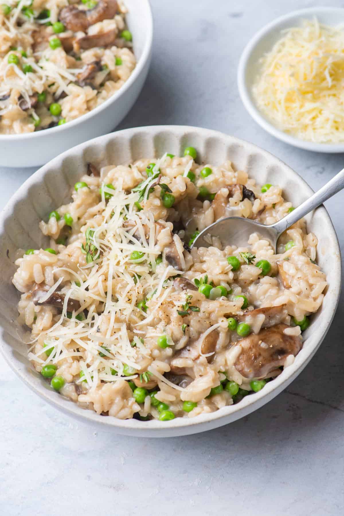 Saffron-Infused Mushroom Risotto with Peas