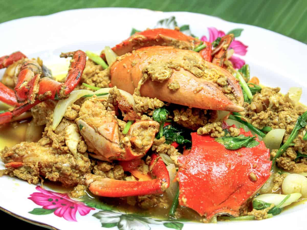 Coconut Mala Crab Stir-fry with Taro Noodles
