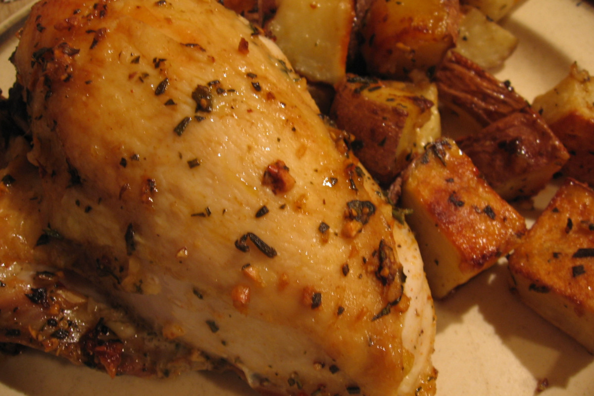 Rosemary-Garlic Chicken with Roasted Baby Potatoes