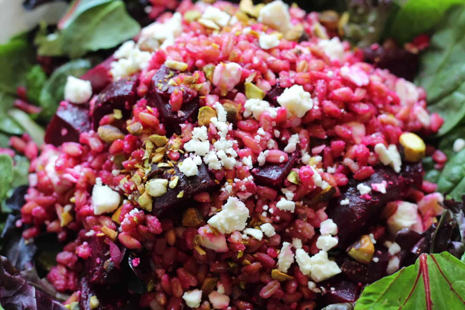 Warm Farro Salad with Roasted Beets and Goat Cheese