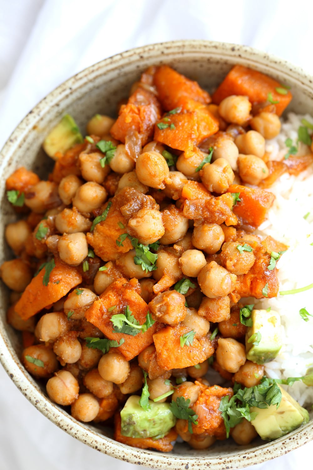 Harissa-Spiced Chickpea and Sweet Potato Hash