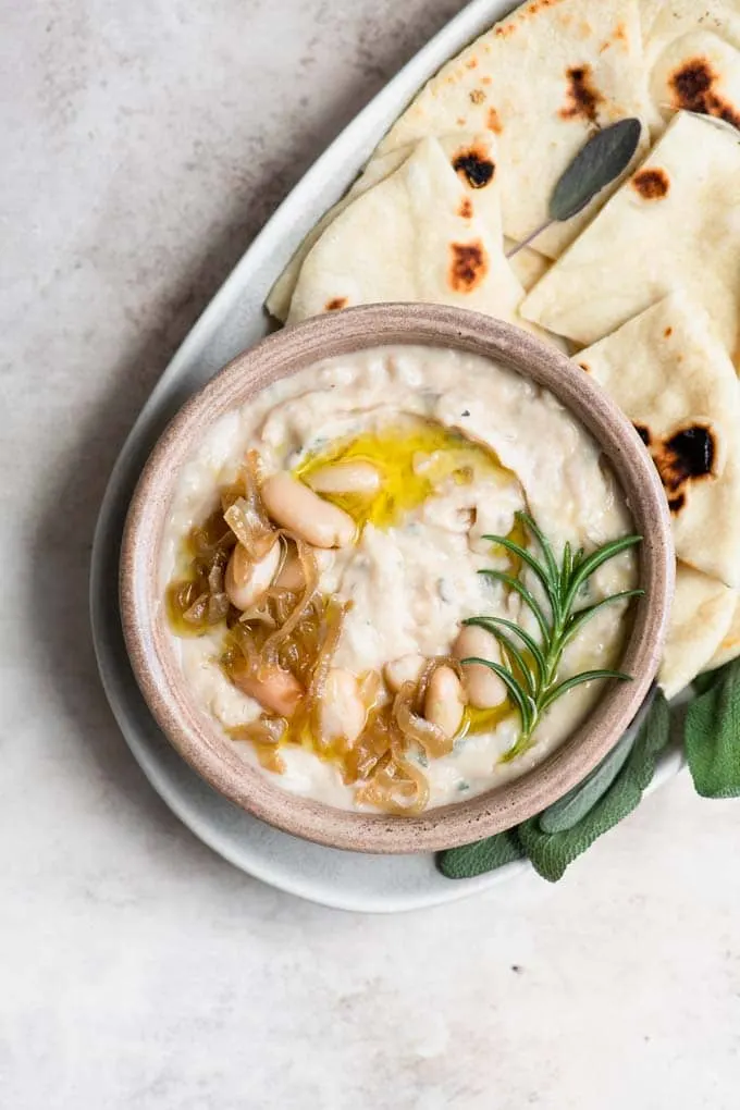 Caramelized Onion and White Bean Dip with Rosemary