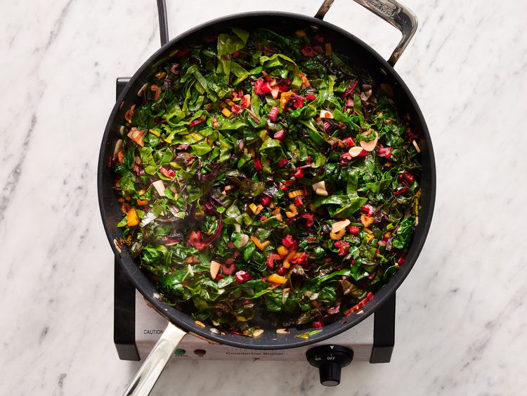 Pan-Fried Rainbow Chard with Garlic and Red Pepper Flakes