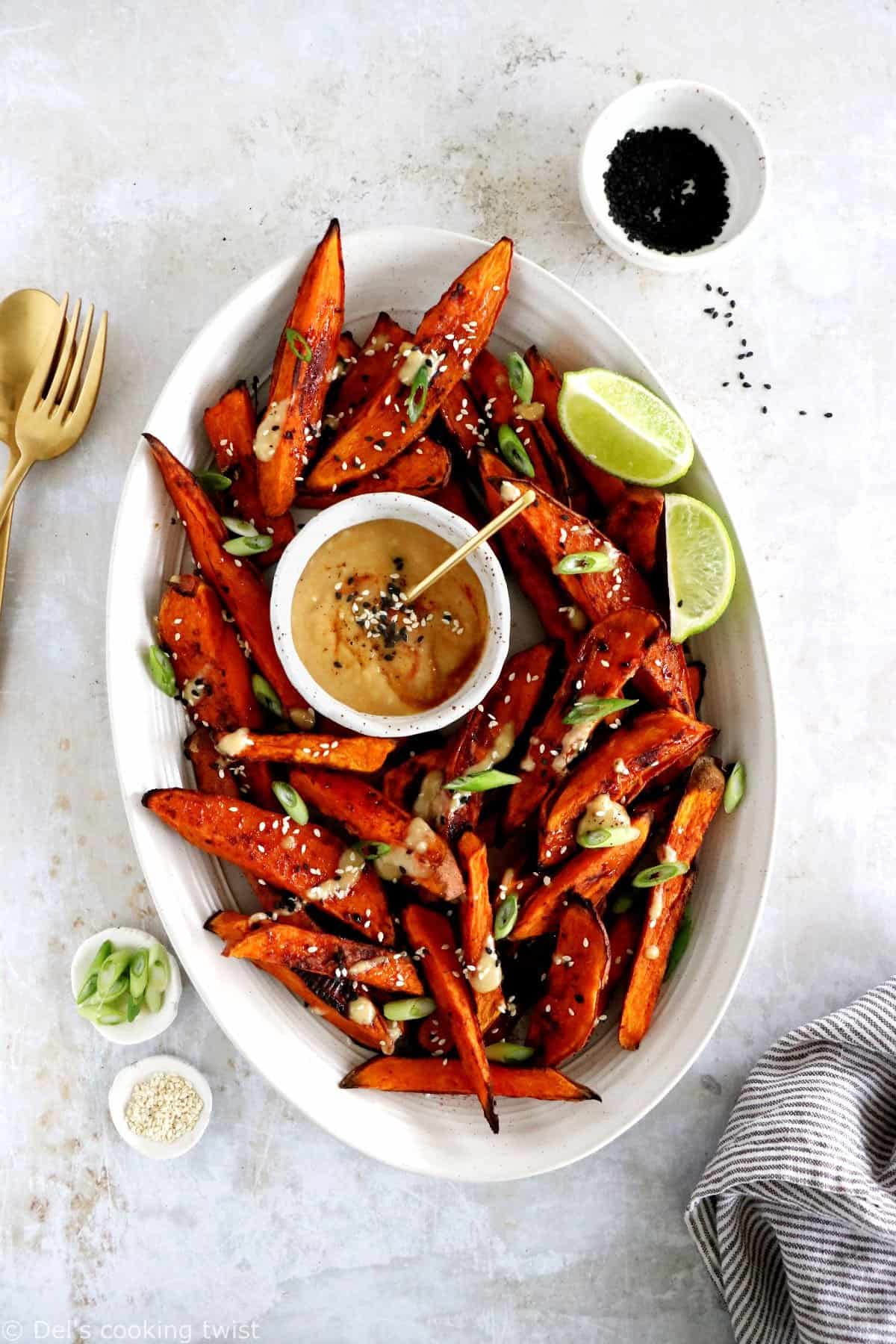 Miso-Roasted Sweet Potato Wedges