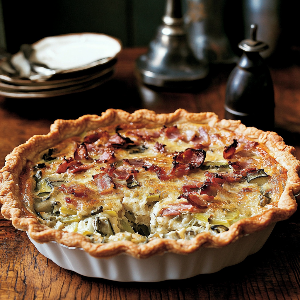 Savory Leek and Gruyère Quiche with Fresh Herbs