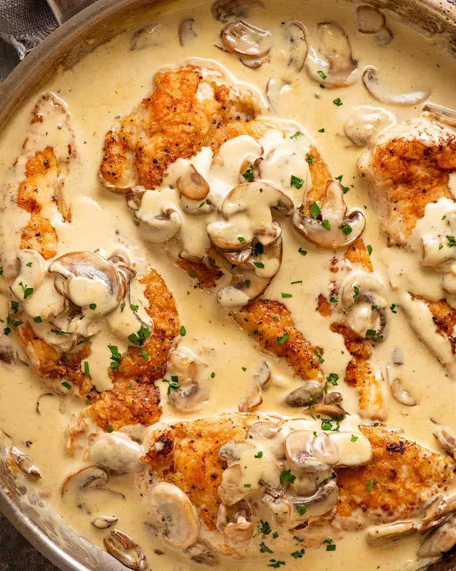 Bacon-Wrapped Chicken Breast with Creamy Mushroom Sauce