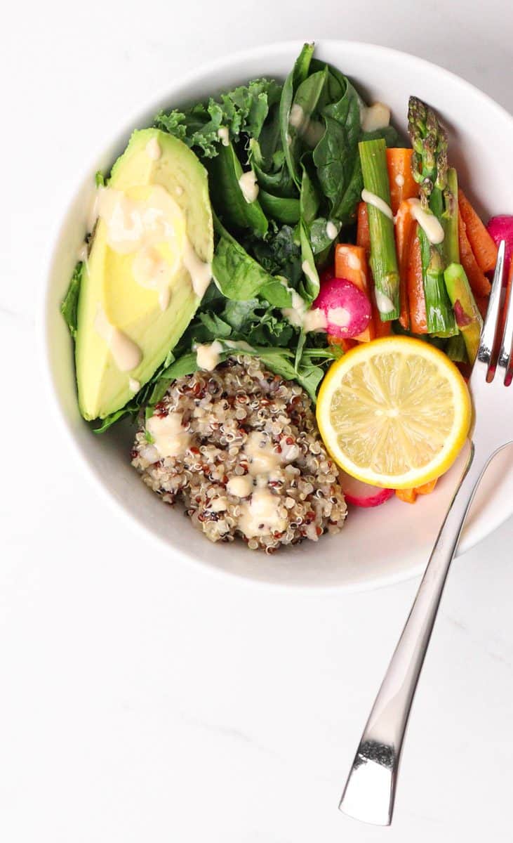 Lemon-Tahini Spring Vegetable Quinoa Bowl