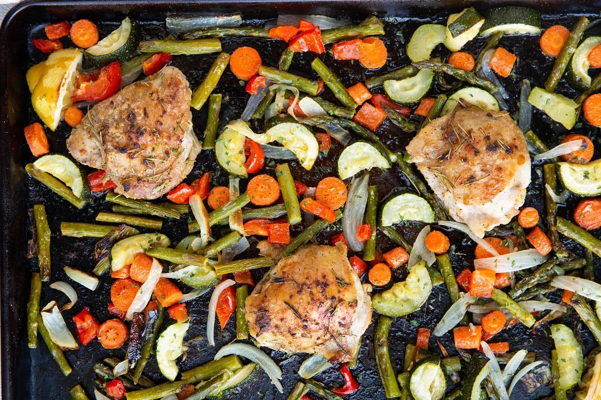 Garlic-Rosemary Chicken and Root Vegetable Sheet Pan