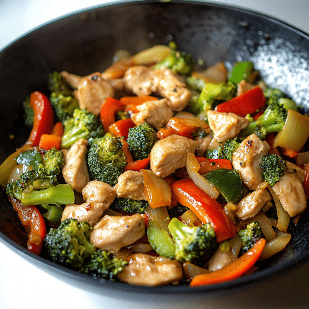 Stir-Fried Chicken with Bell Peppers and Broccoli