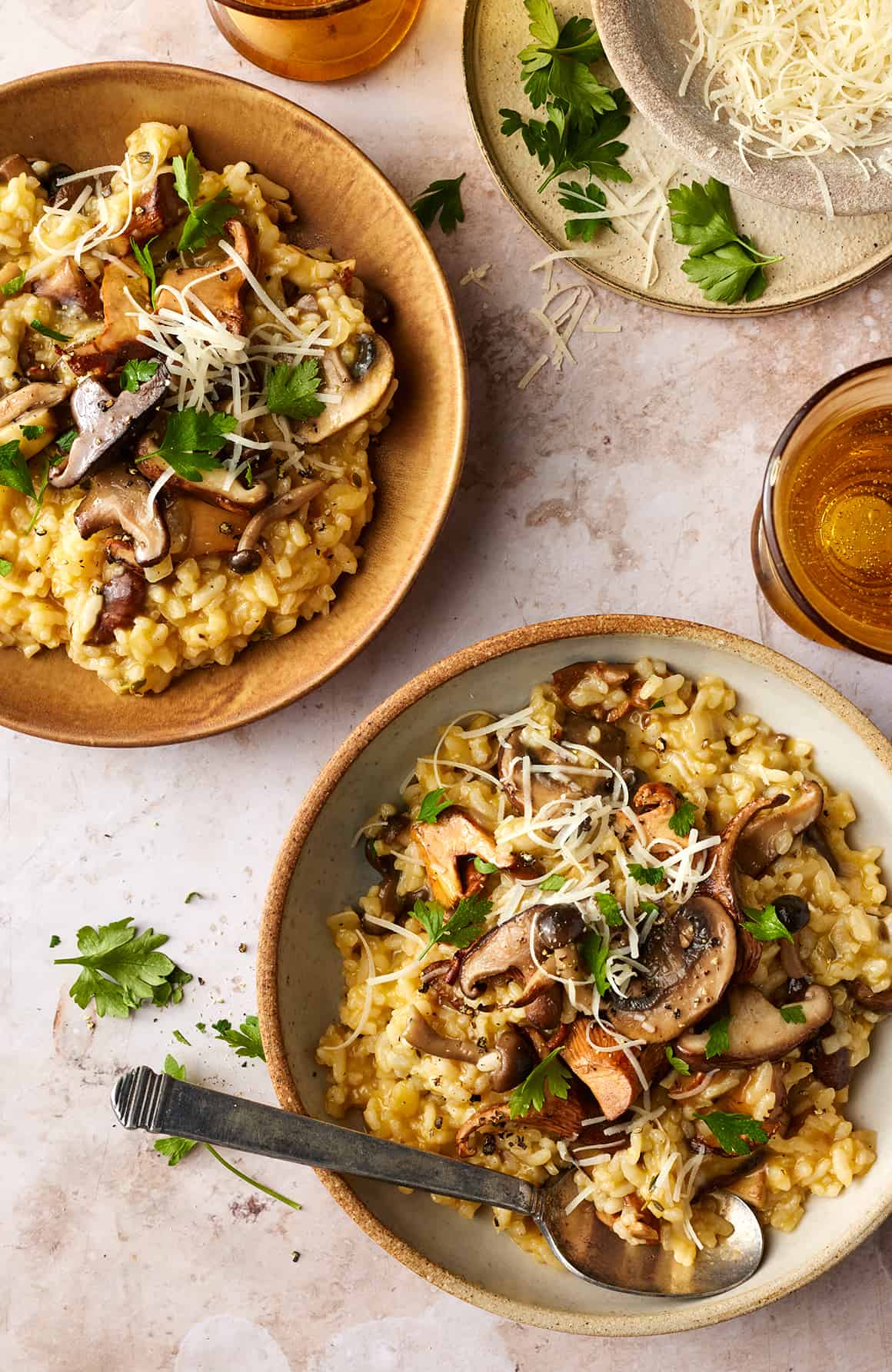 Saffron-Infused Mushroom Risotto with Parmesan