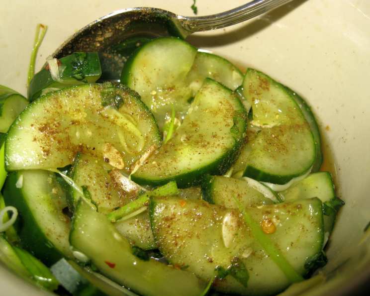 Pan-Seared Spiced Chicken Thighs with Pickled Cucumber Salad