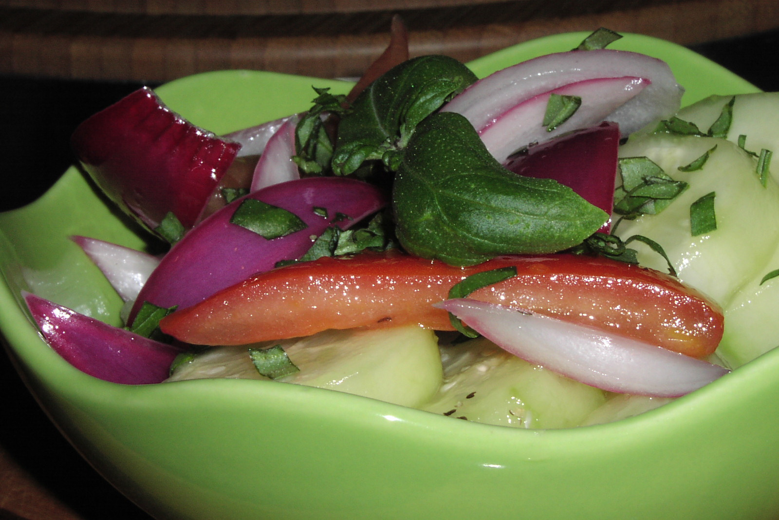 Tomato, Avocado, and Cucumber Salad with Red Onion