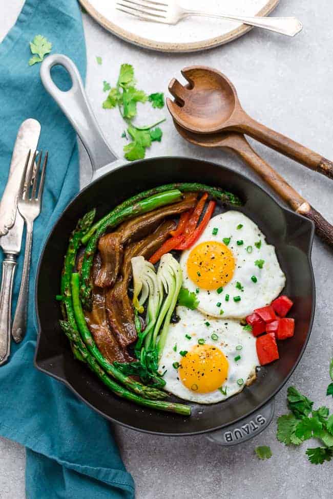 Pan-Fried Bacon with Sunny-Side-Up Eggs