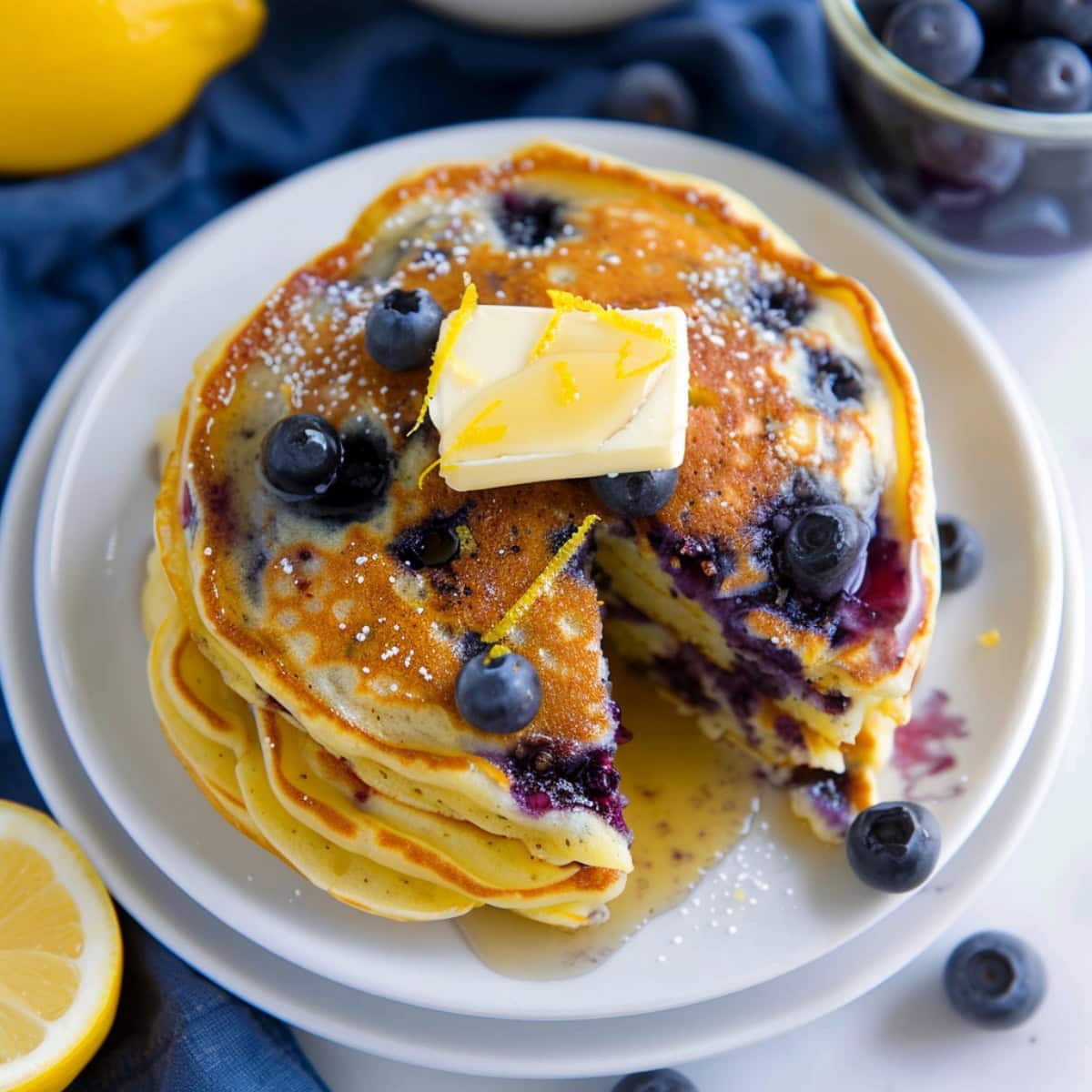 Berry-Infused Pancakes with Lemon-Maple Syrup